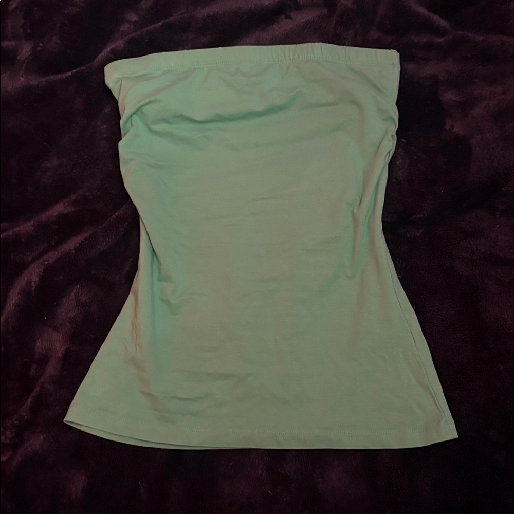 teal y2k tube top with built in bra